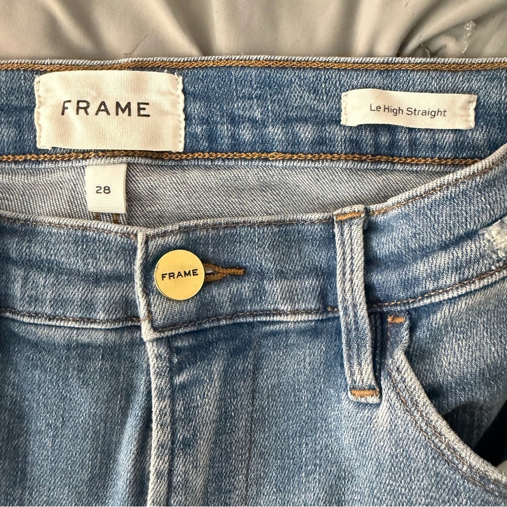 Frame Womens Le High Straight Raw Hem Denim Jeans Size 28 - Picture 3 of 3